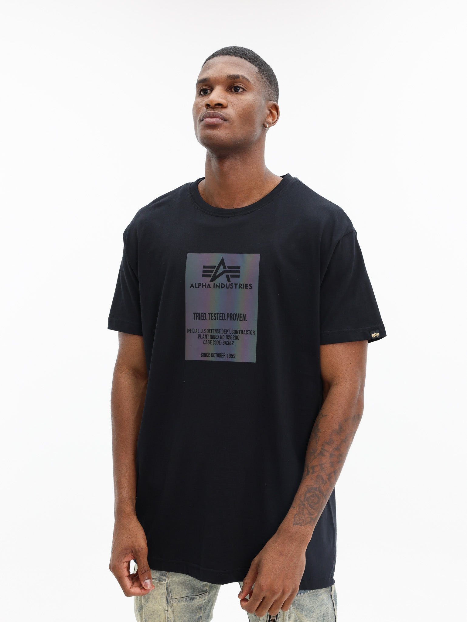 Alpha T-Shirt Block Rainbow Black